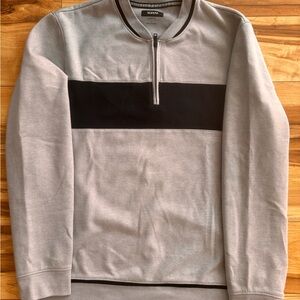 Alfani Gray and Black Quarter-Zip Sweatshirt
